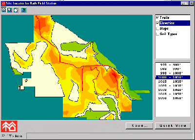 Figure 5: Selecting certain elevation of Bath Field Station
